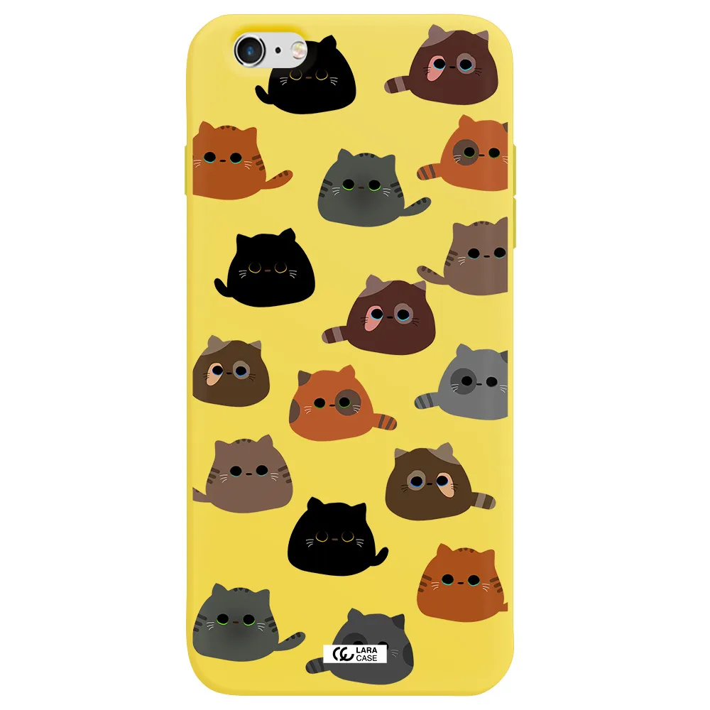 a group of cats with different colors Apple iPhone 6 plus Silicone canary yellow Case