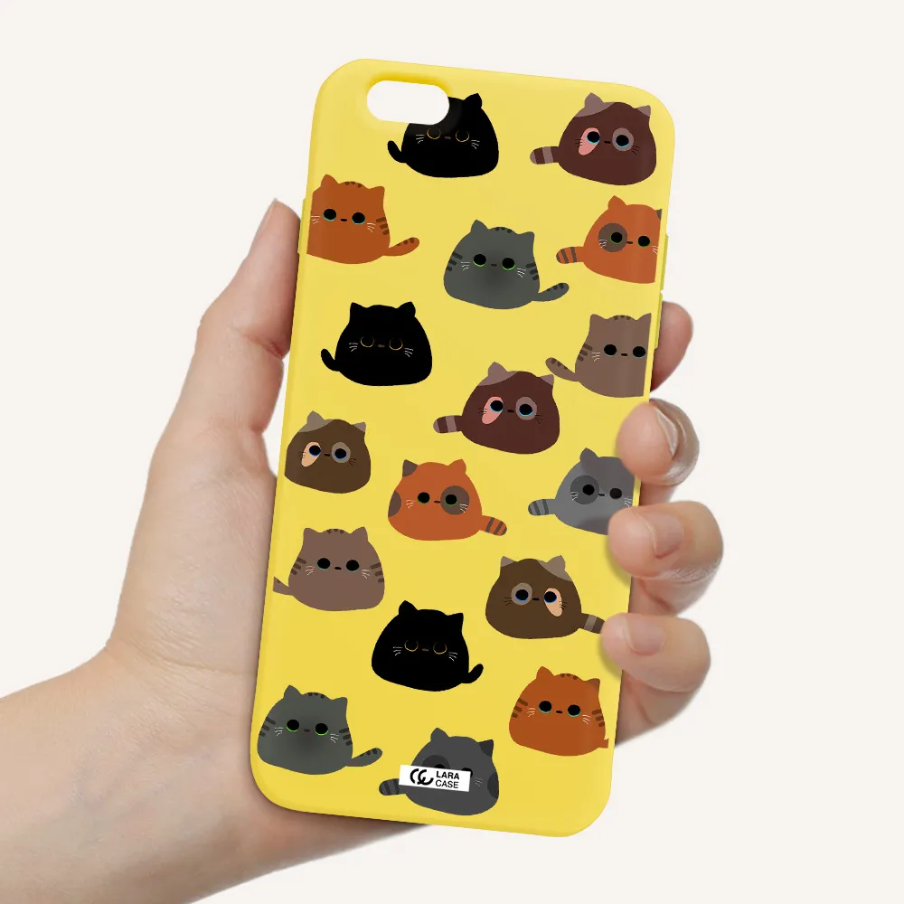 a group of cats with different colors Apple iPhone 6 plus Silicone canary yellow Case