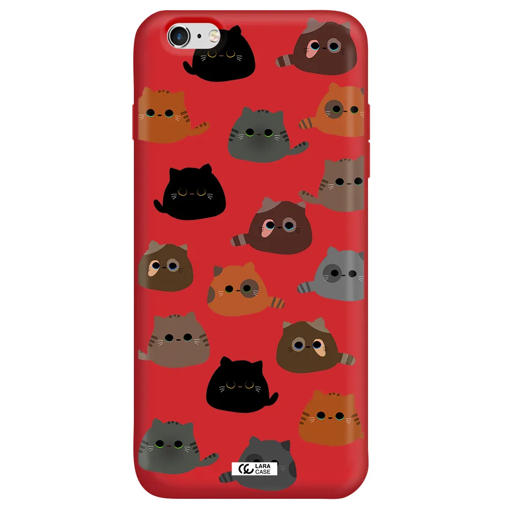 a group of cats with different colors Apple iPhone 6 plus Silicone Imperial Red Case