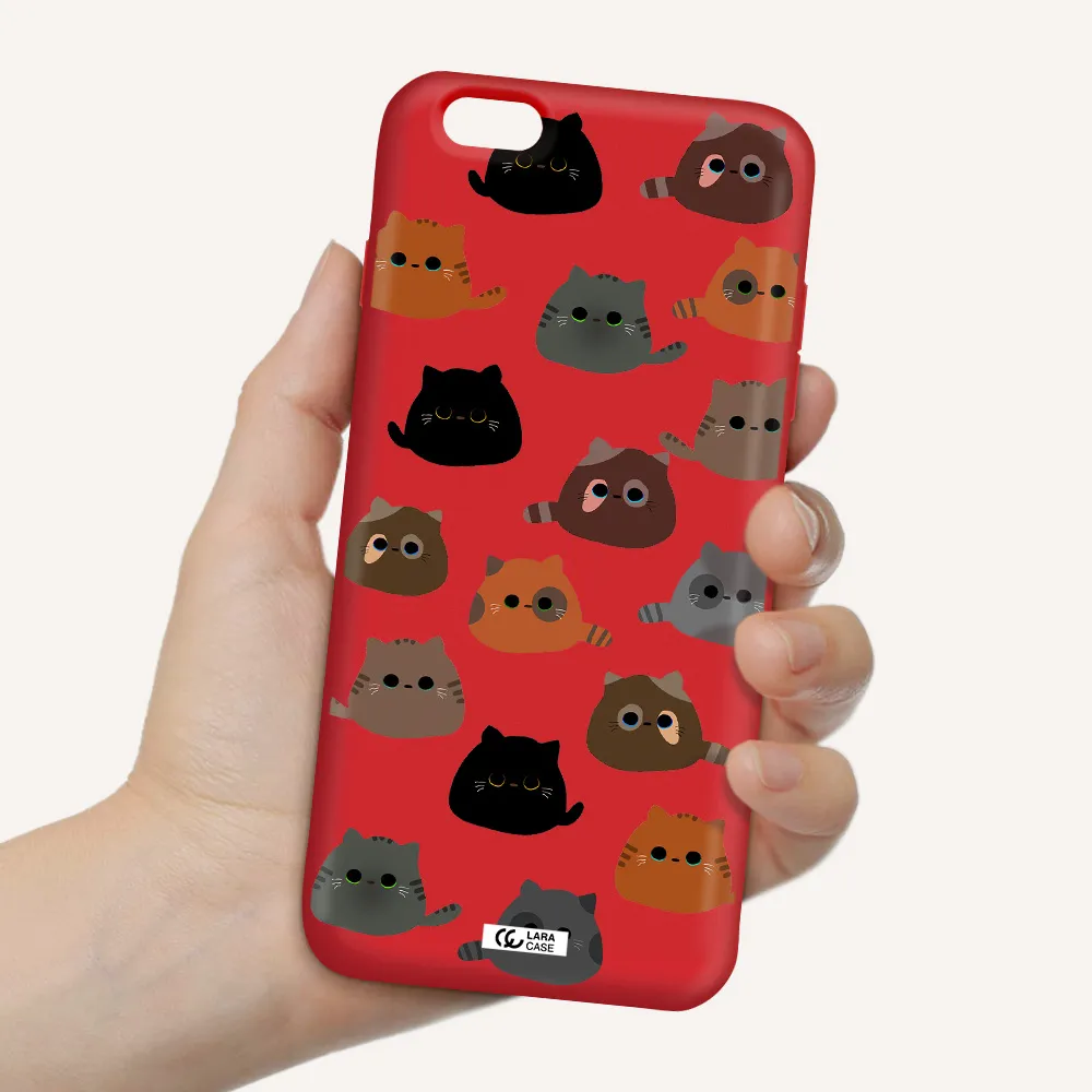 a group of cats with different colors Apple iPhone 6 plus Silicone Imperial Red Case