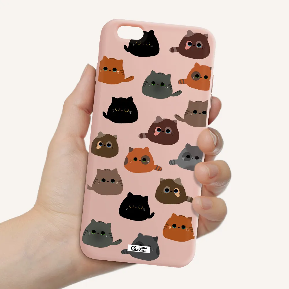 a group of cats with different colors Apple iPhone 6 plus Silicone pastel pink Case