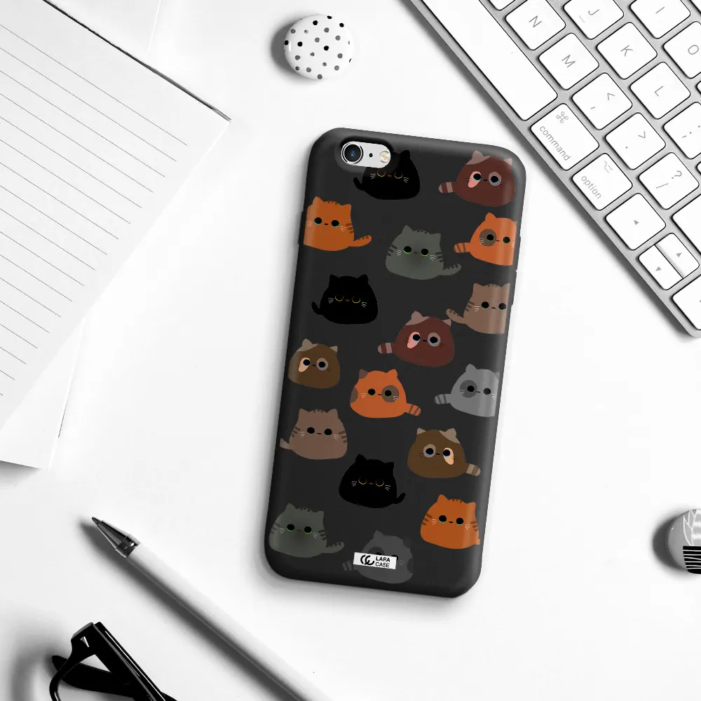 a group of cats with different colors Apple iPhone 6 s plus Silicone black Case