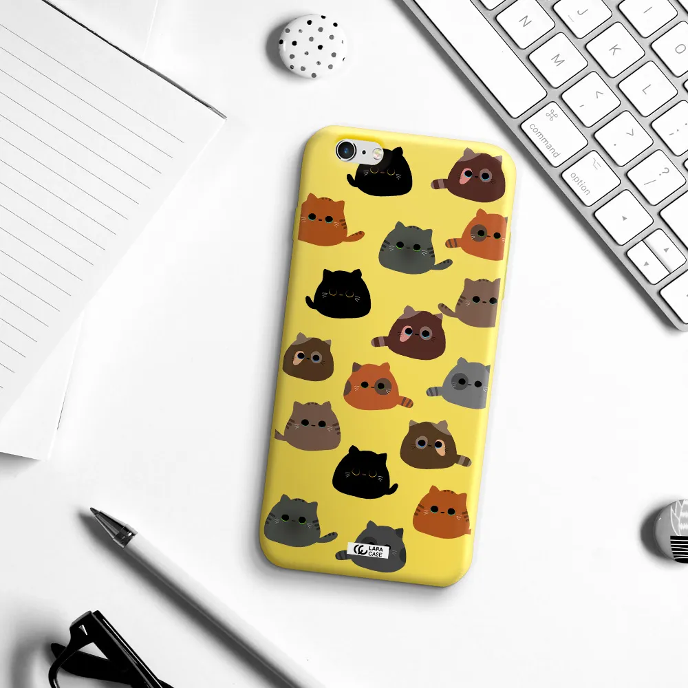 a group of cats with different colors Apple iPhone 6 s plus Silicone canary yellow Case