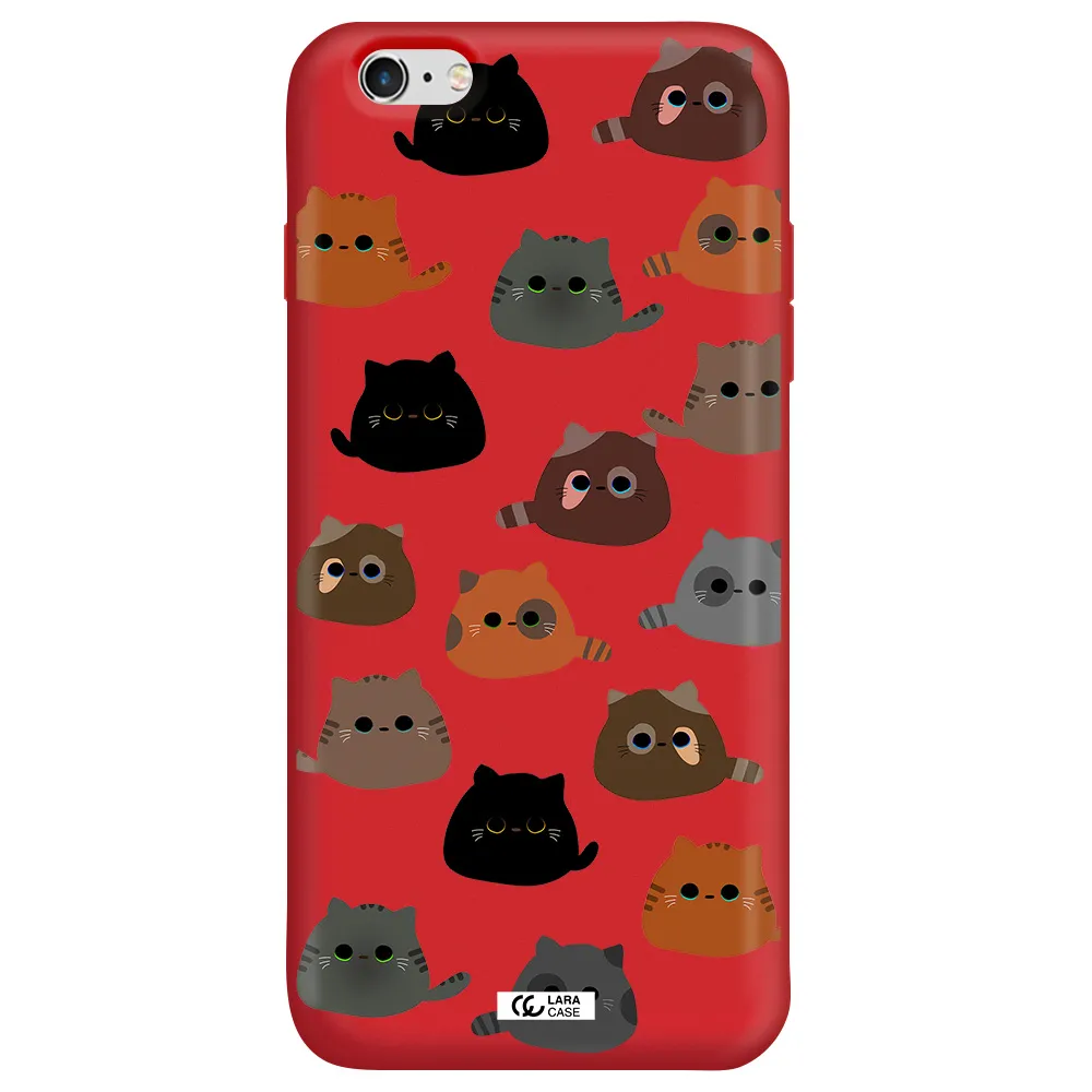 a group of cats with different colors Apple iPhone 6 s plus Silicone Imperial Red Case