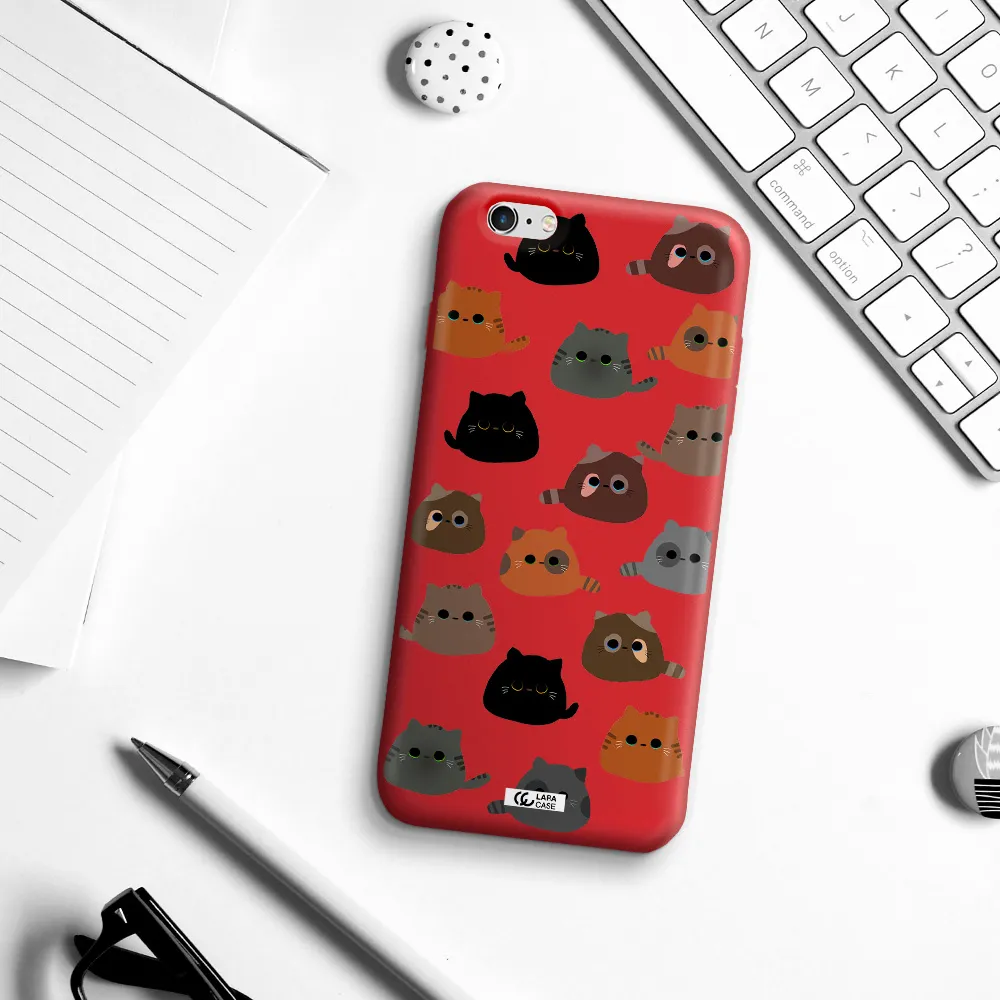 a group of cats with different colors Apple iPhone 6 s plus Silicone Imperial Red Case