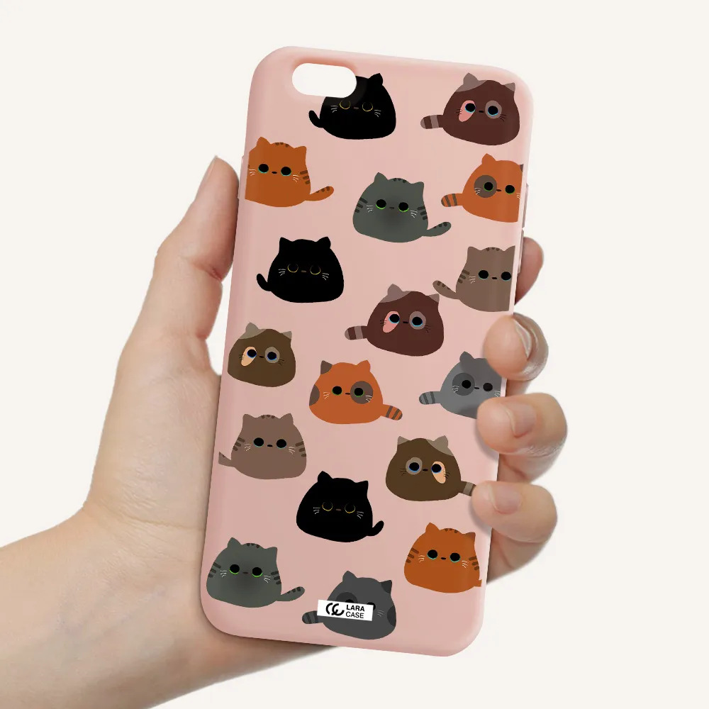 a group of cats with different colors Apple iPhone 6 s plus Silicone pastel pink Case