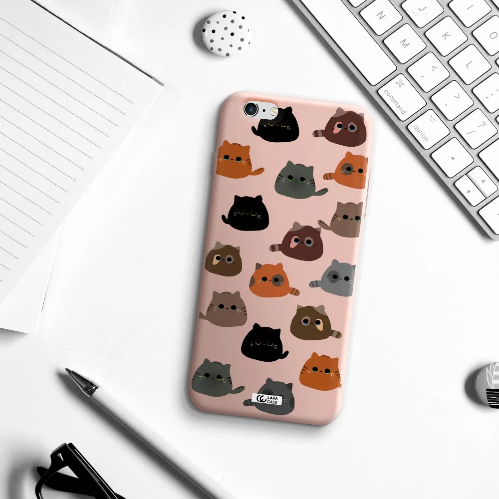 a group of cats with different colors Apple iPhone 6 s plus Silicone pastel pink Case