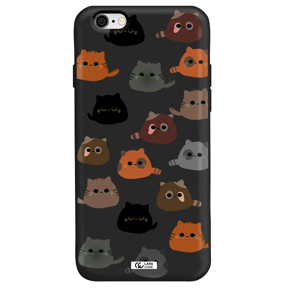 a group of cats with different colors Apple iPhone 6 Silicone black Case