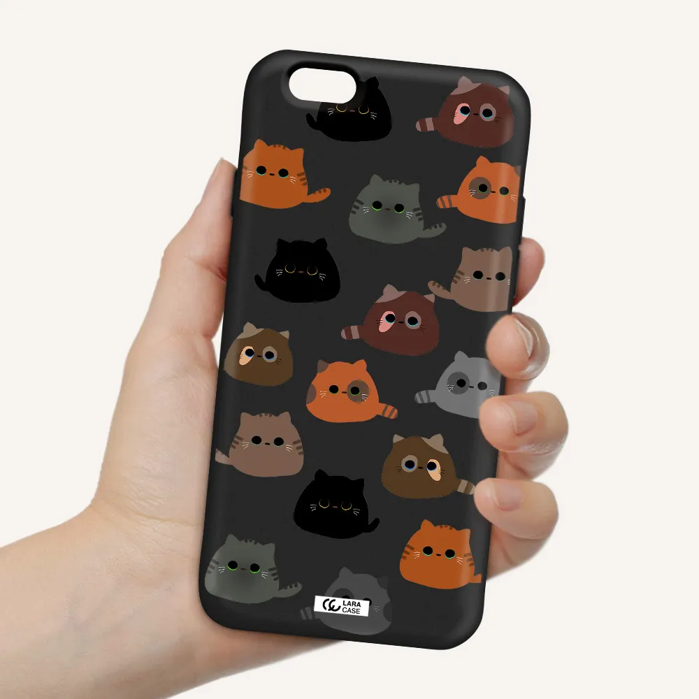 a group of cats with different colors Apple iPhone 6 Silicone black Case