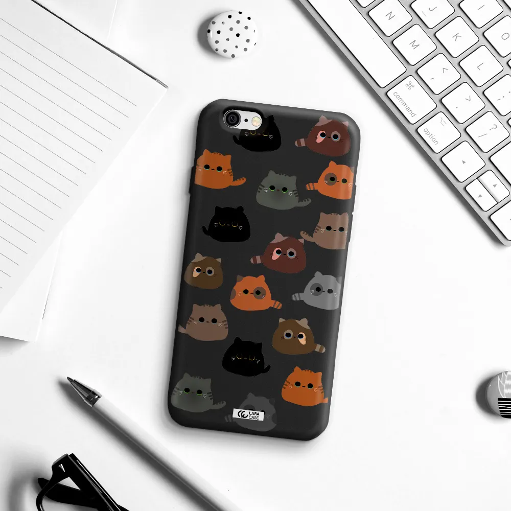 a group of cats with different colors Apple iPhone 6 Silicone black Case
