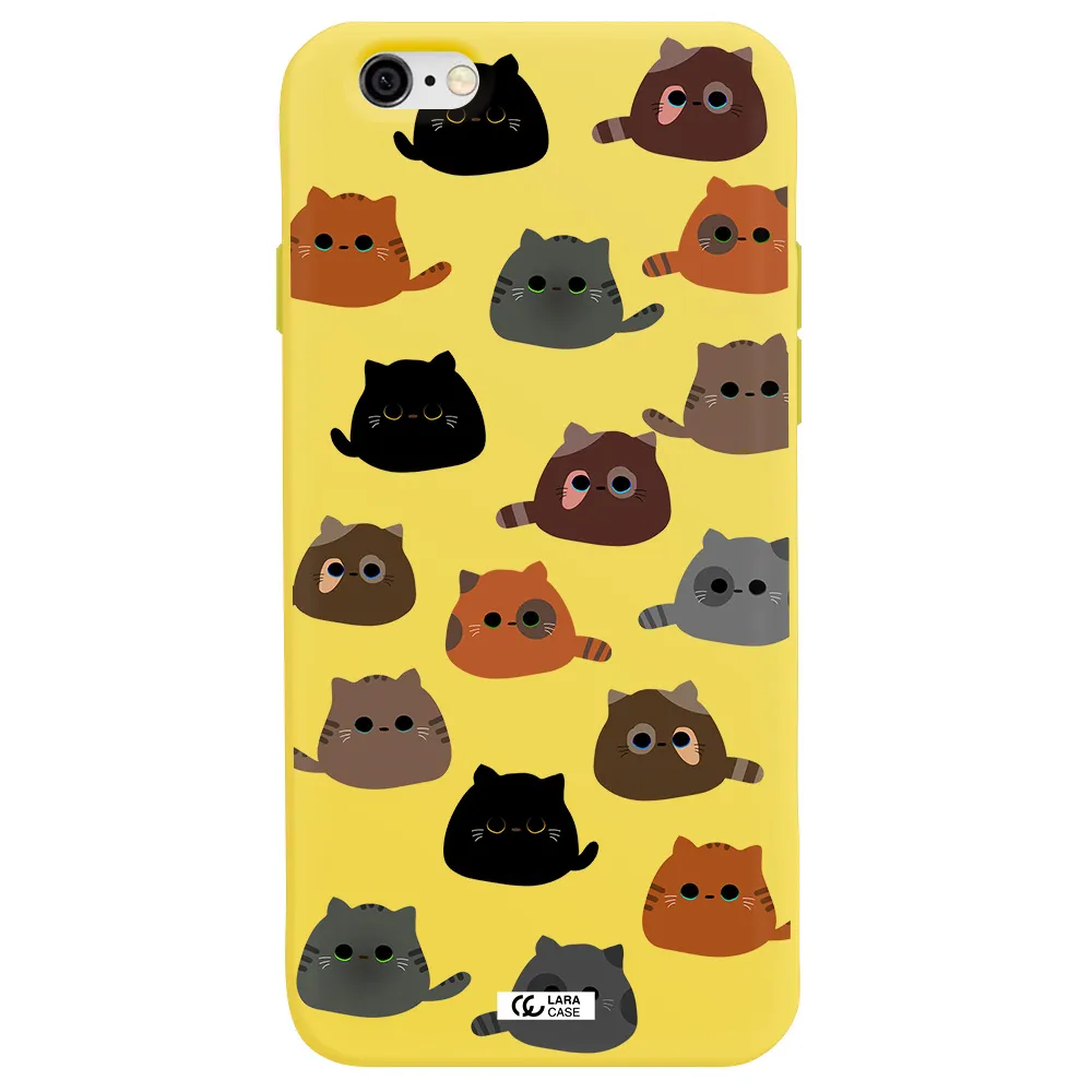 a group of cats with different colors Apple iPhone 6 Silicone canary yellow Case