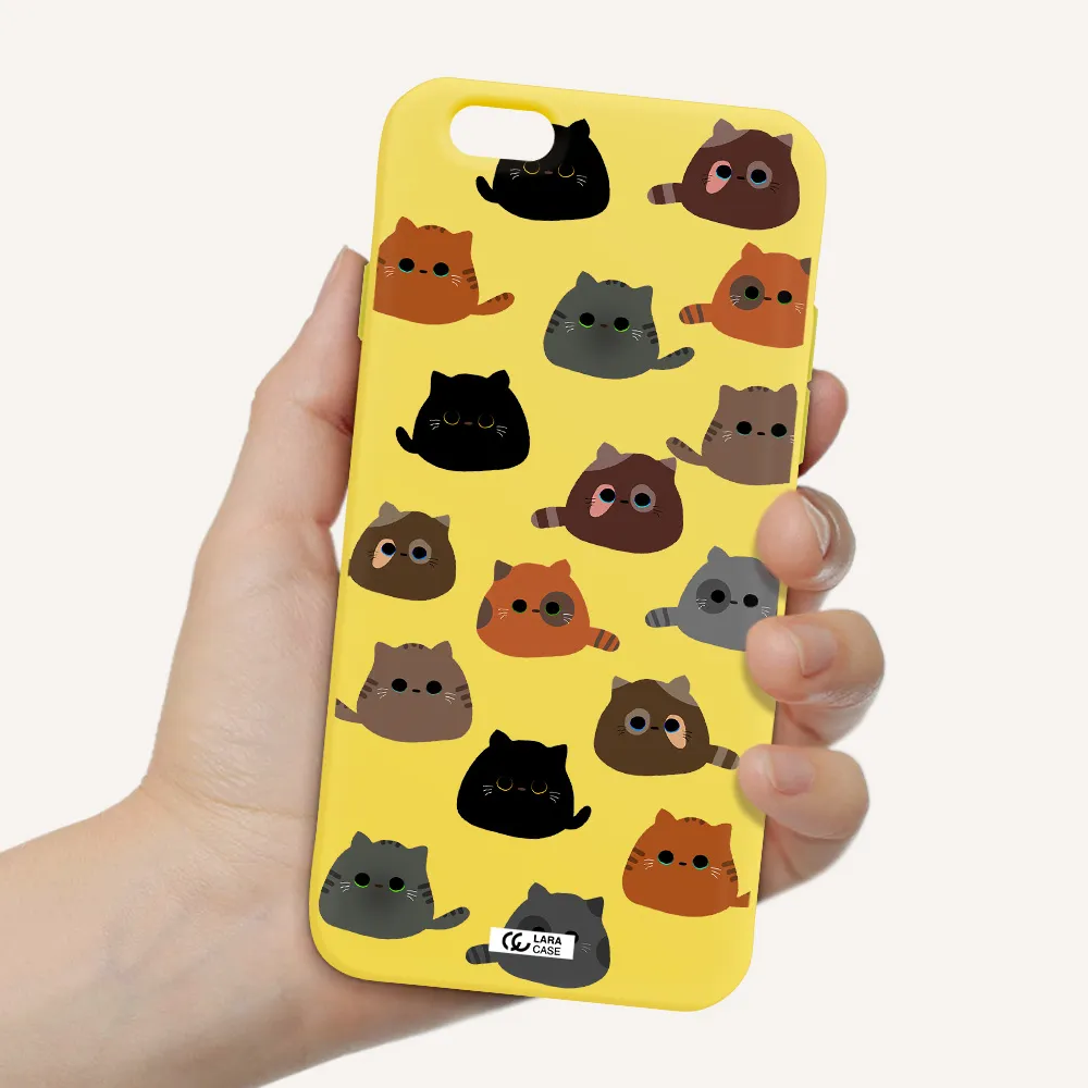a group of cats with different colors Apple iPhone 6 Silicone canary yellow Case