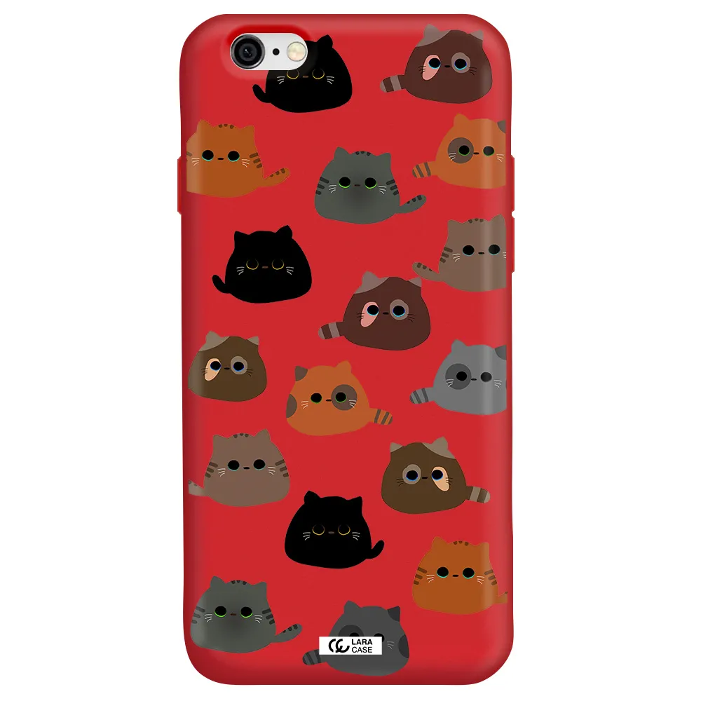 a group of cats with different colors Apple iPhone 6 Silicone Imperial Red Case