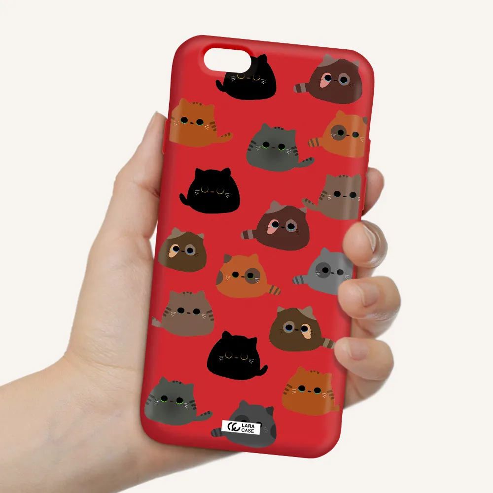 a group of cats with different colors Apple iPhone 6 Silicone Imperial Red Case