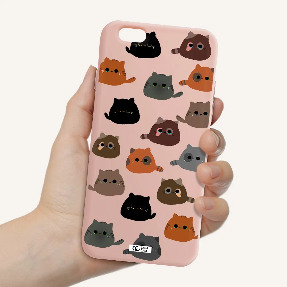 a group of cats with different colors Apple iPhone 6 Silicone pastel pink Case