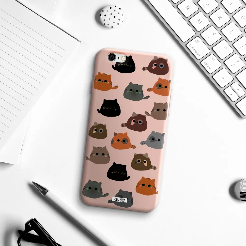 a group of cats with different colors Apple iPhone 6 Silicone pastel pink Case