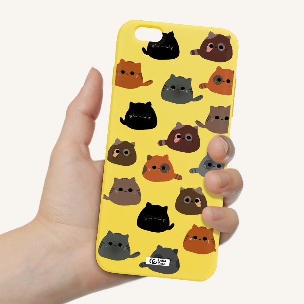 a group of cats with different colors Apple iPhone 6S Silicone canary yellow Case
