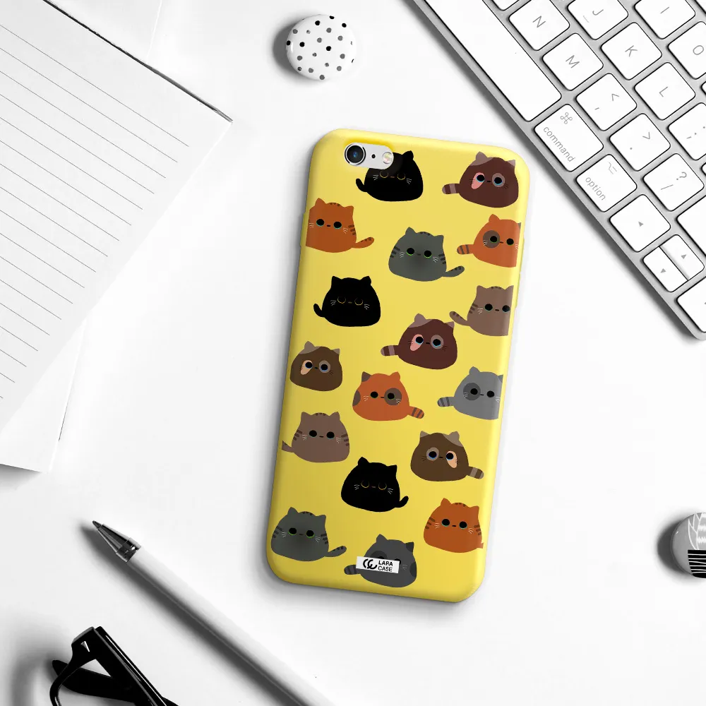 a group of cats with different colors Apple iPhone 6S Silicone canary yellow Case
