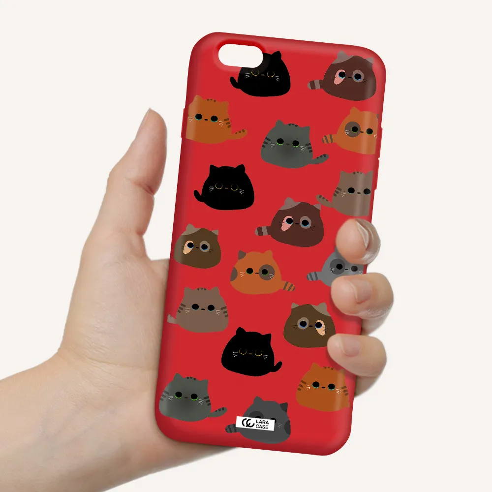 a group of cats with different colors Apple iPhone 6S Silicone Imperial Red Case