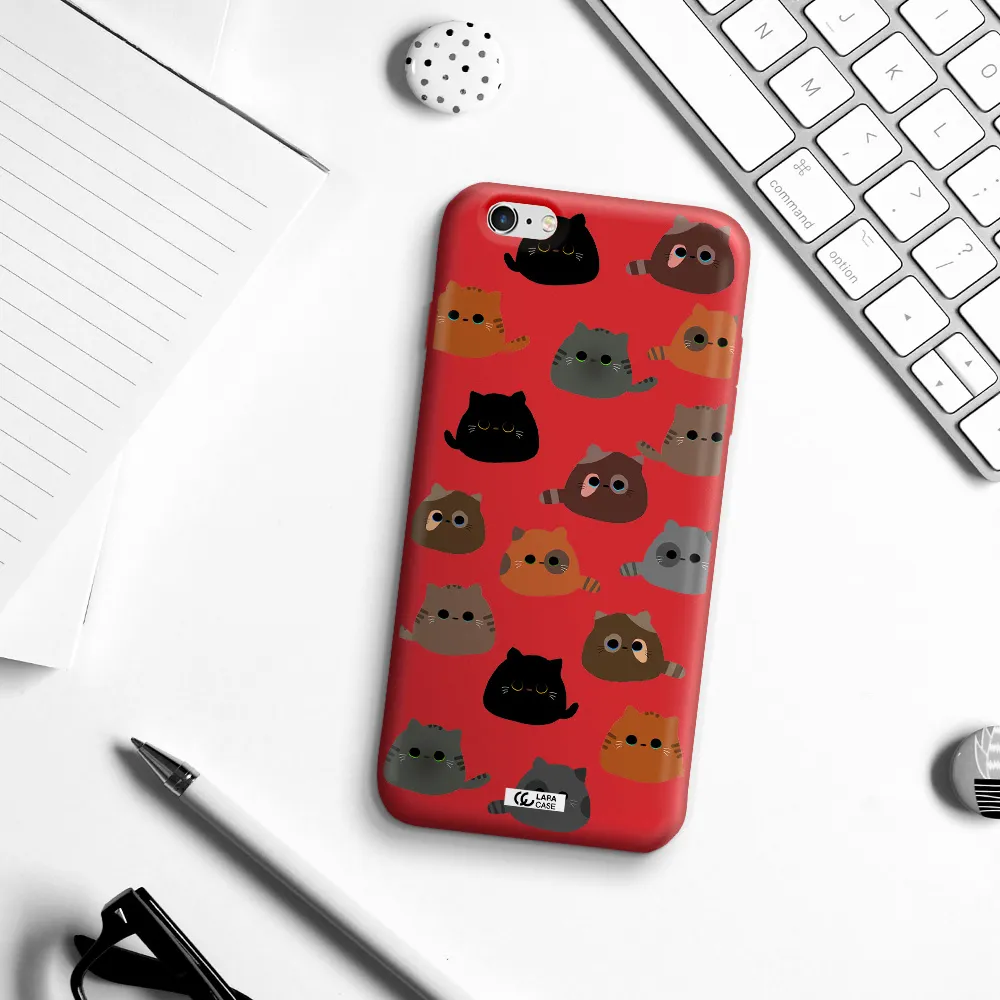 a group of cats with different colors Apple iPhone 6S Silicone Imperial Red Case