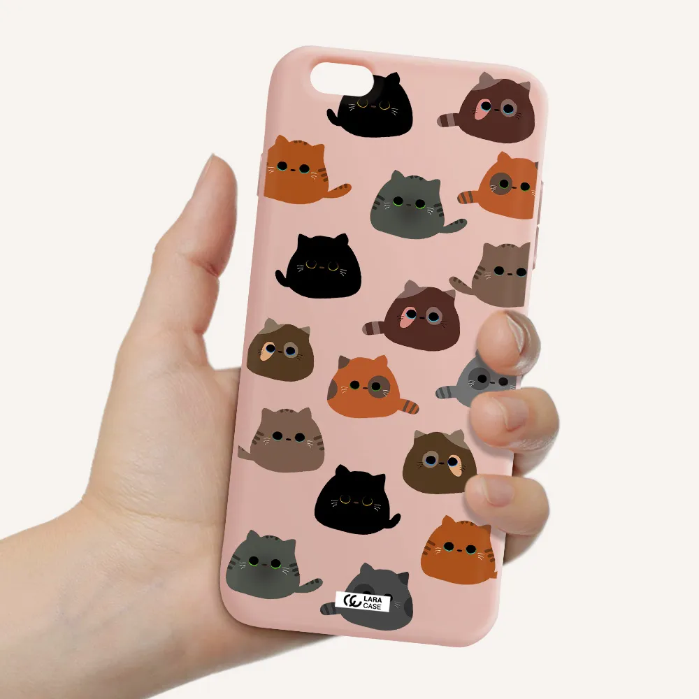 a group of cats with different colors Apple iPhone 6S Silicone pastel pink Case