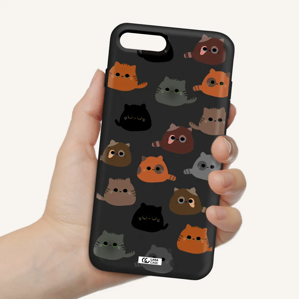 a group of cats with different colors Apple iPhone 7 plus Silicone black Case