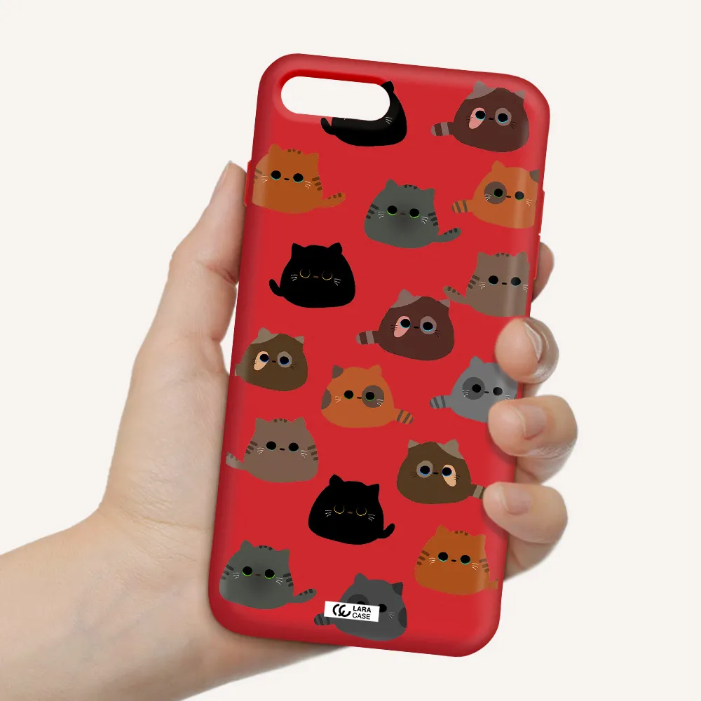 a group of cats with different colors Apple iPhone 7 plus Silicone Imperial Red Case