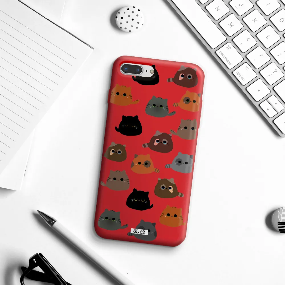 a group of cats with different colors Apple iPhone 7 plus Silicone Imperial Red Case