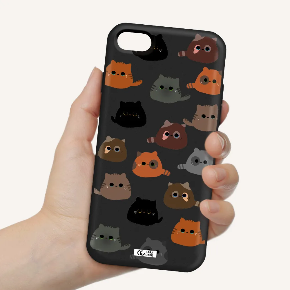 a group of cats with different colors Apple iPhone 7 Silicone black Case
