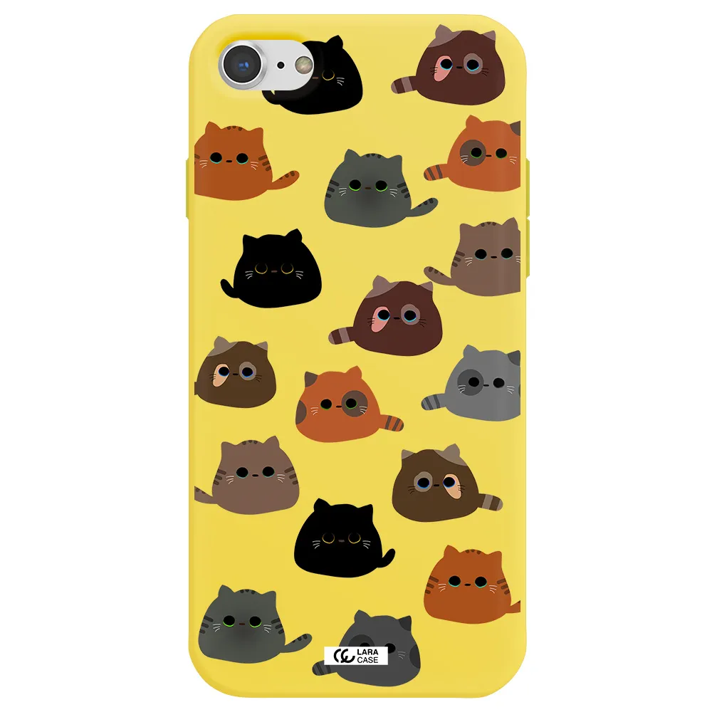 a group of cats with different colors Apple iPhone 7 Silicone canary yellow Case