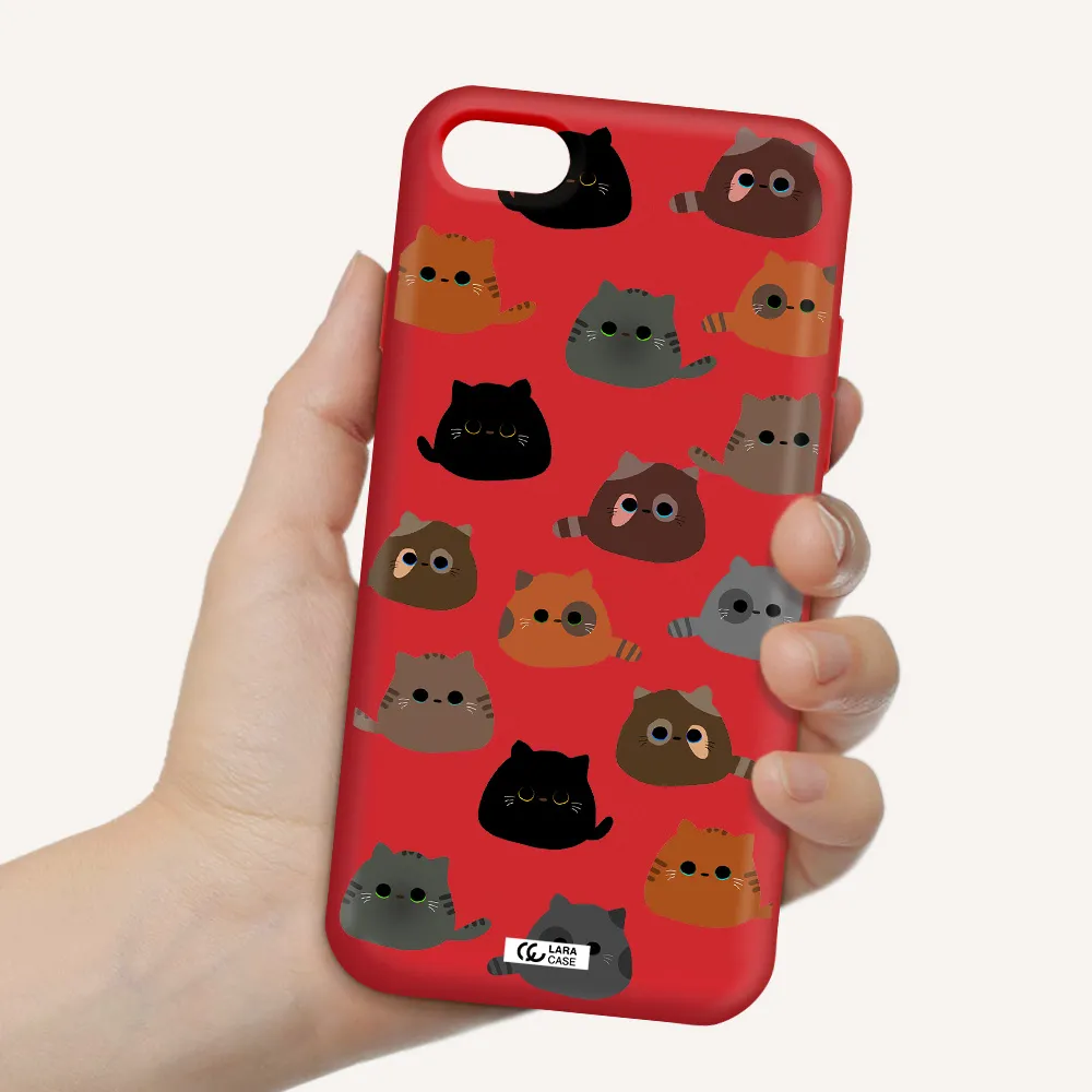 a group of cats with different colors Apple iPhone 7 Silicone Imperial Red Case