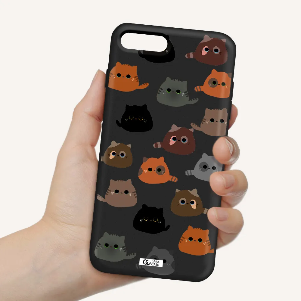 a group of cats with different colors Apple iPhone 8 plus Silicone black Case