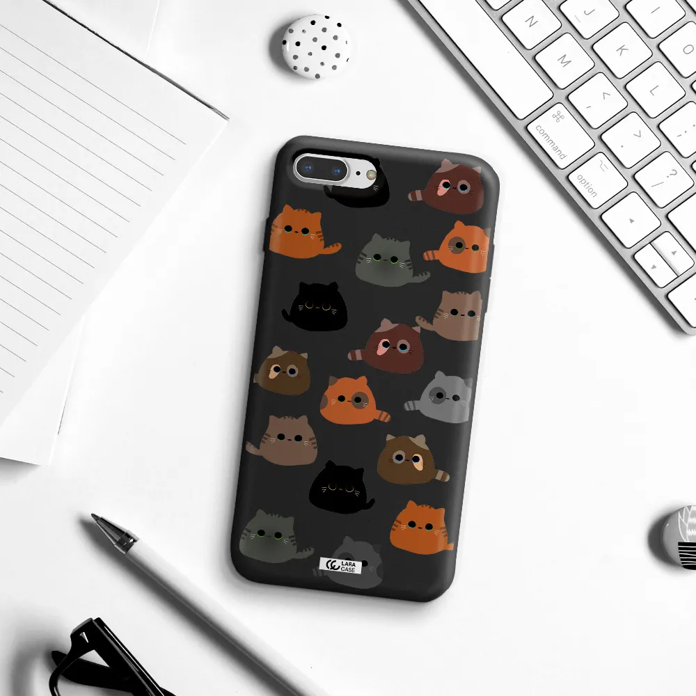 a group of cats with different colors Apple iPhone 8 plus Silicone black Case