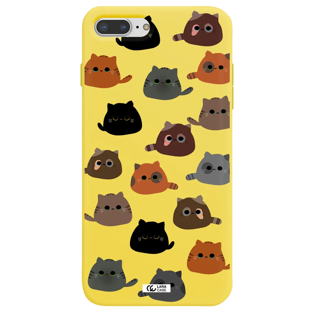 a group of cats with different colors Apple iPhone 8 plus Silicone canary yellow Case
