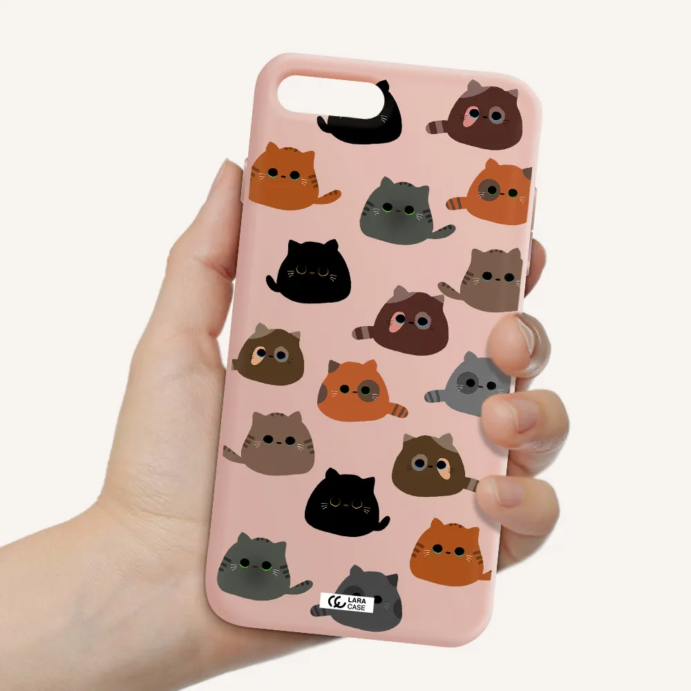 a group of cats with different colors Apple iPhone 8 plus Silicone pastel pink Case