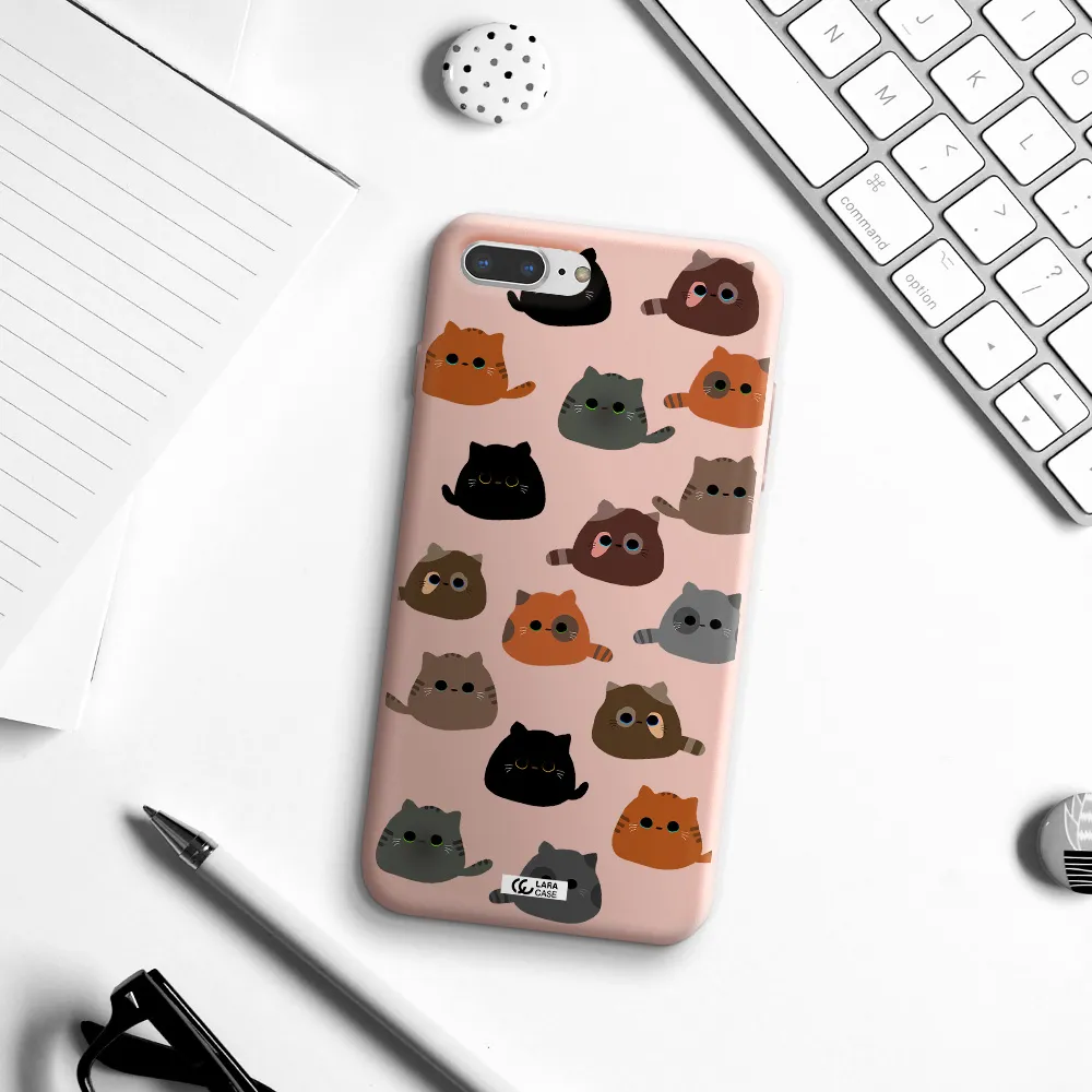 a group of cats with different colors Apple iPhone 8 plus Silicone pastel pink Case