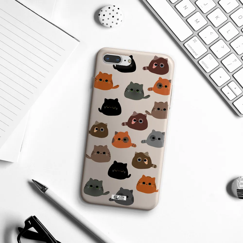 a group of cats with different colors Apple iPhone 8 plus Silicone Stone Case