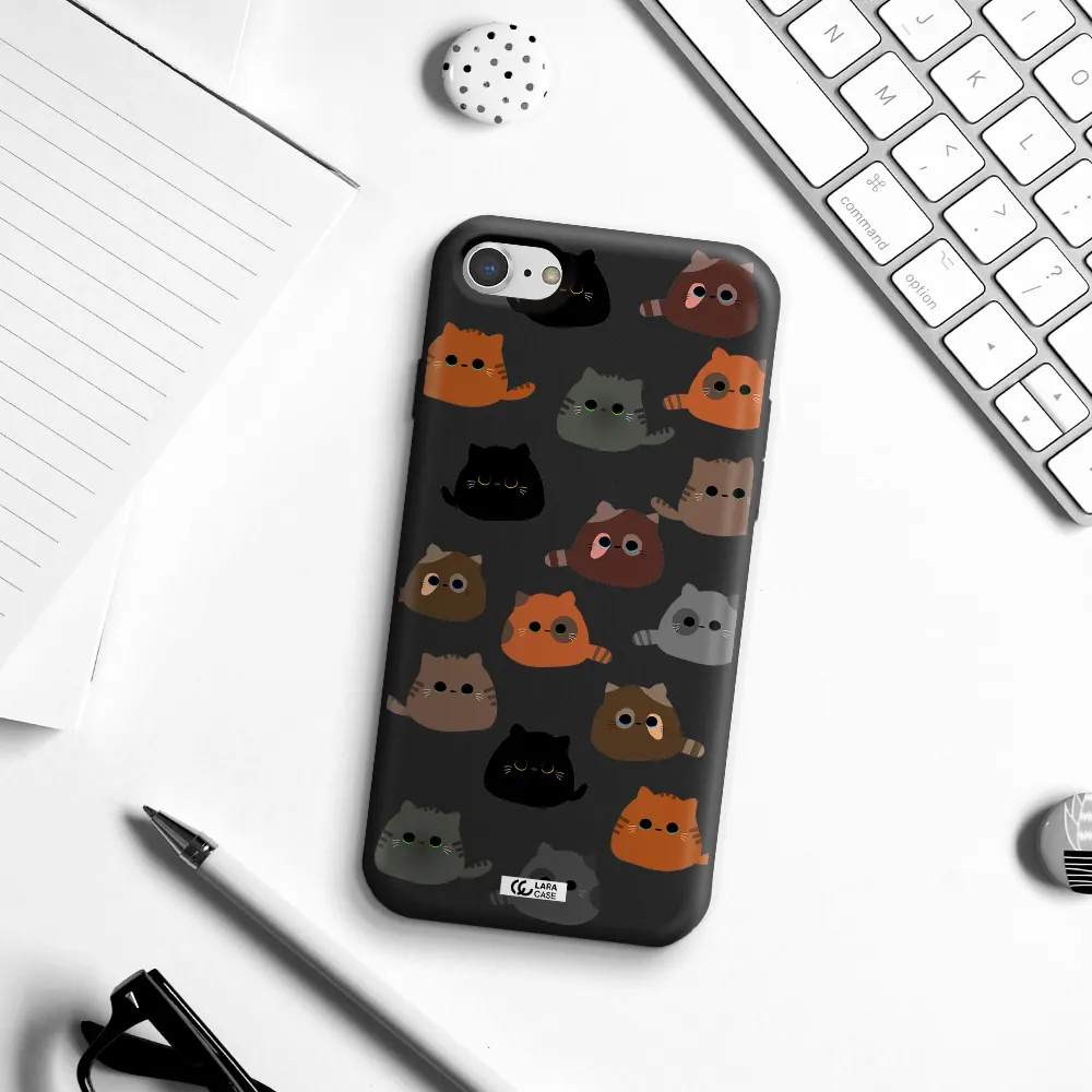 a group of cats with different colors Apple iPhone 8 Silicone black Case