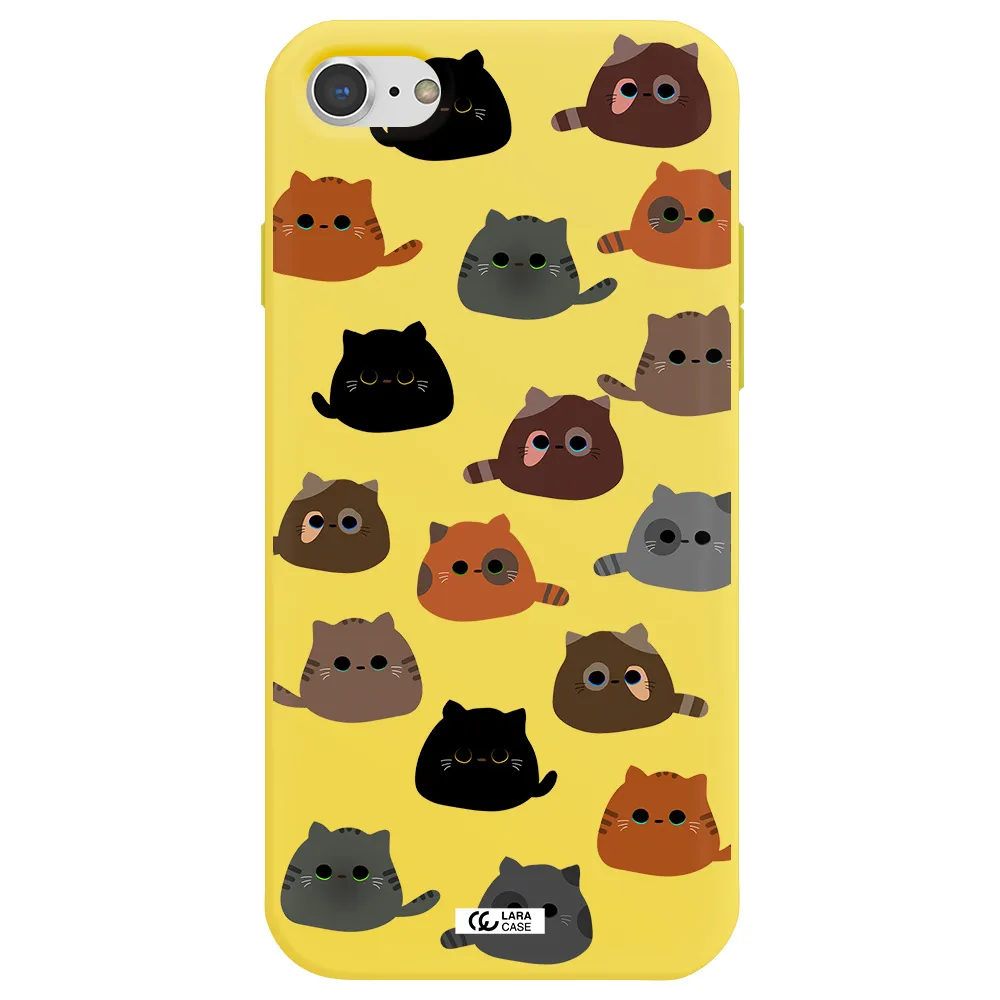 a group of cats with different colors Apple iPhone 8 Silicone canary yellow Case
