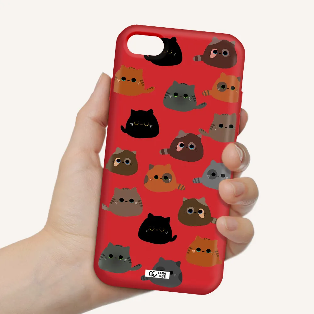 a group of cats with different colors Apple iPhone 8 Silicone Imperial Red Case