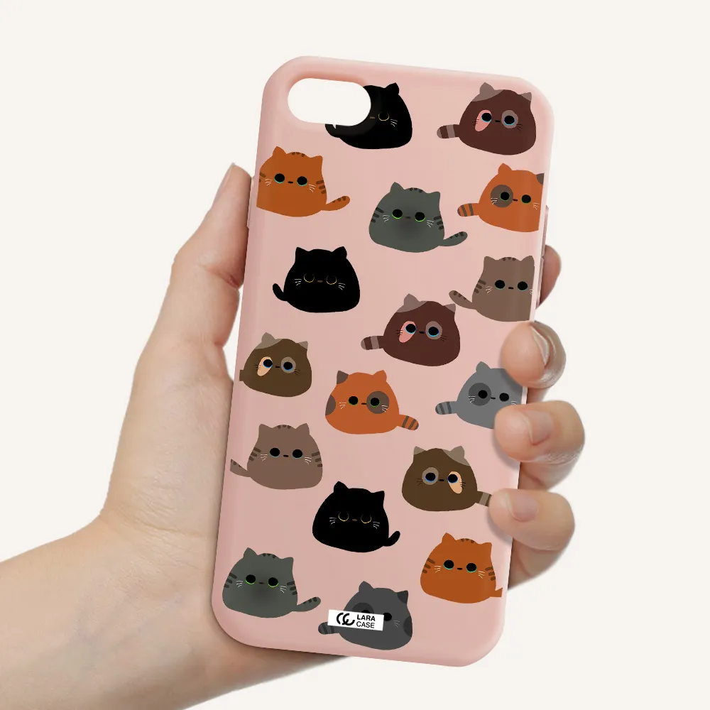 a group of cats with different colors Apple iPhone 8 Silicone pastel pink Case