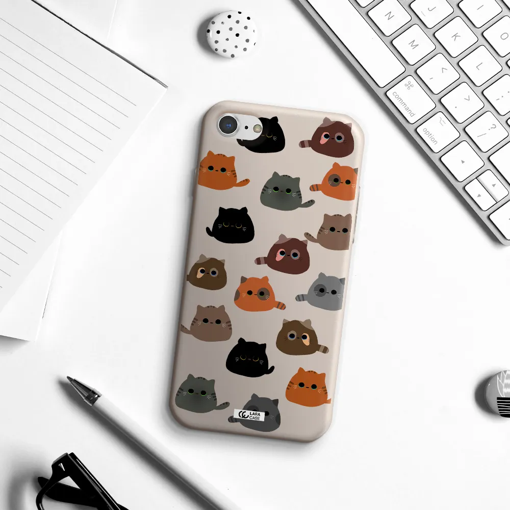 a group of cats with different colors Apple iPhone 8 Silicone Stone Case