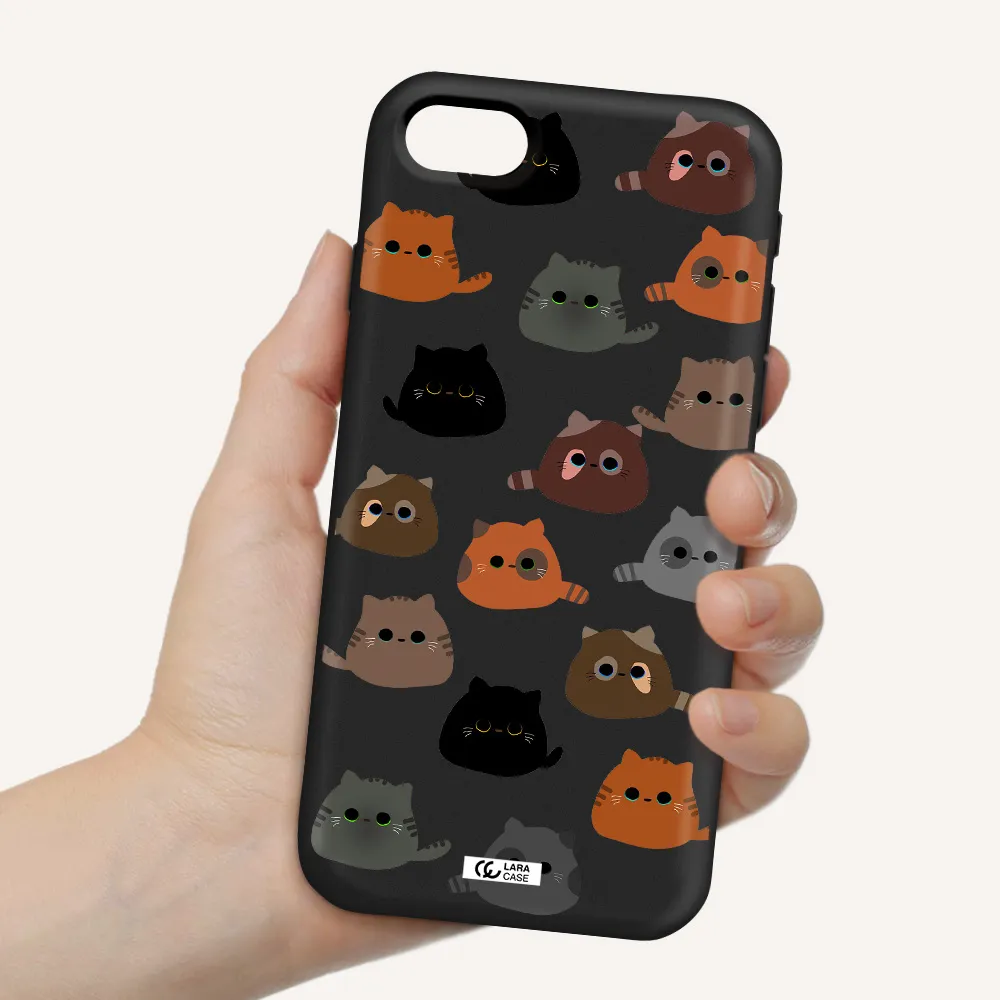 a group of cats with different colors Apple iPhone se 2020 Silicone black Case