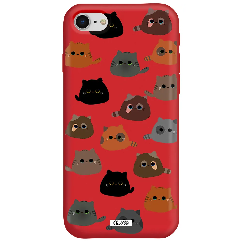 a group of cats with different colors Apple iPhone se 2020 Silicone Imperial Red Case