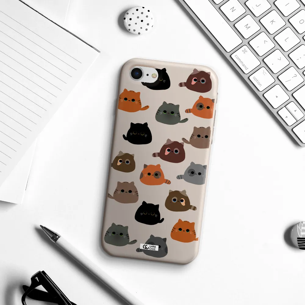 a group of cats with different colors Apple iPhone se 2020 Silicone Stone Case