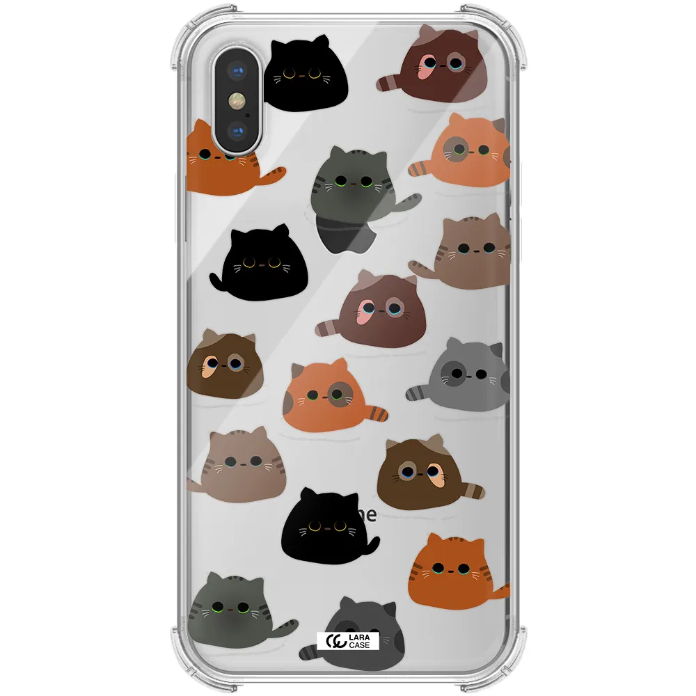 a group of cats with different colors Apple iPhone X Clear PC Case