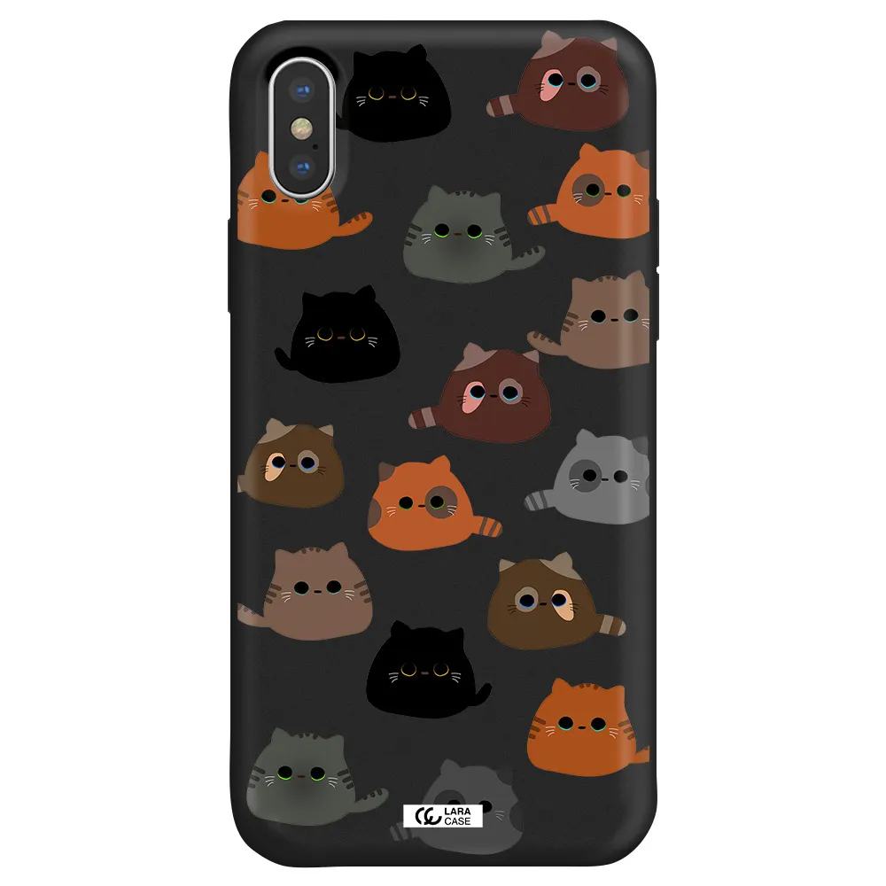 a group of cats with different colors Apple iPhone X Silicone black Case