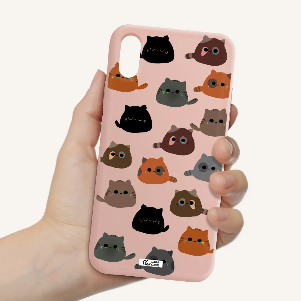 a group of cats with different colors Apple iPhone X Silicone pastel pink Case