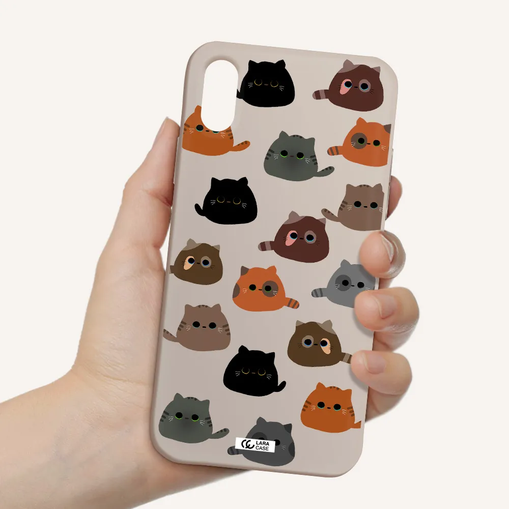a group of cats with different colors Apple iPhone X Silicone Stone Case