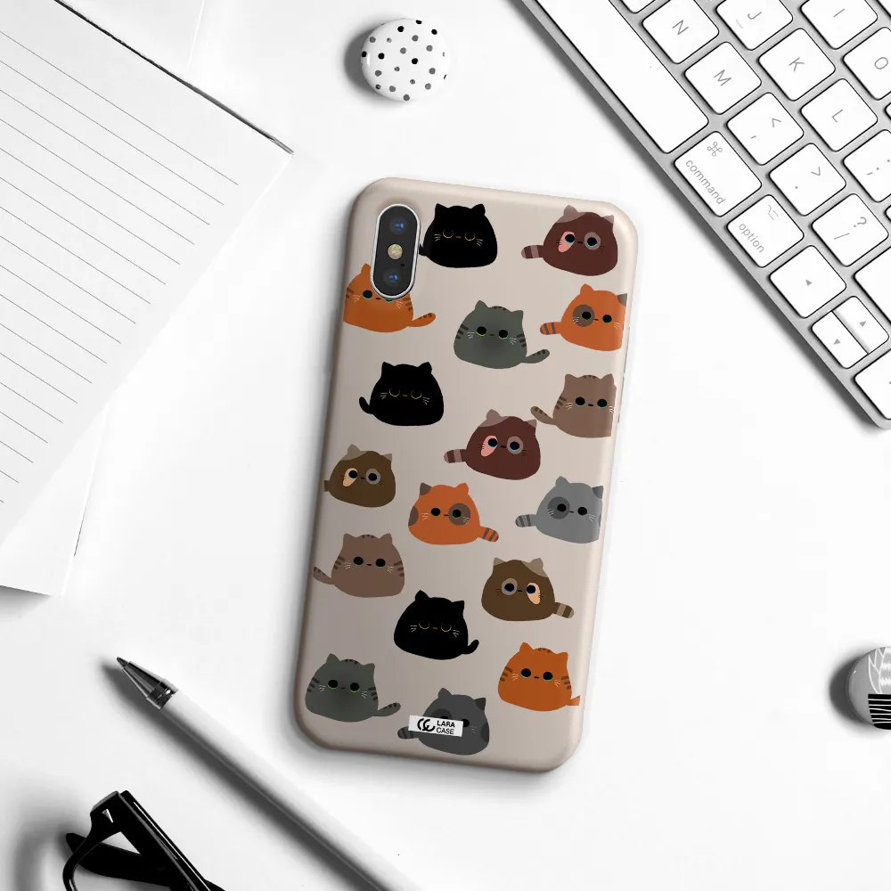 a group of cats with different colors Apple iPhone X Silicone Stone Case